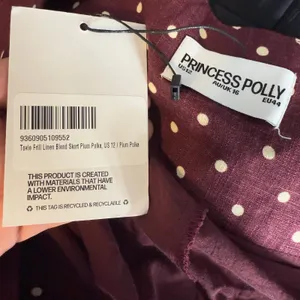 Princess Polly Tovie Frill Linen Blend Skort Plum Polka, US 12 thumbnail 6