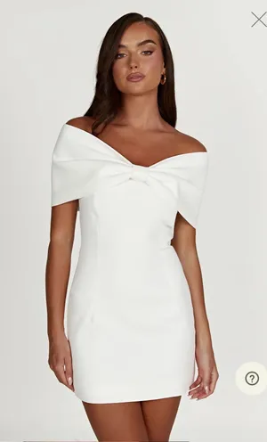 White Meshki Gwyneth Bow Dress Size M thumbnail 1