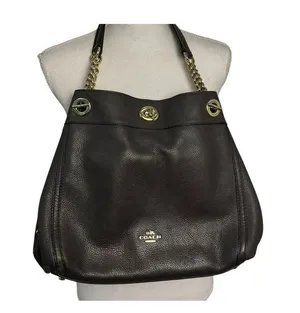 Coach Turnlock Edie Shoulder Bag Oxblood Pebble Leather Style 36855 Used thumbnail 1