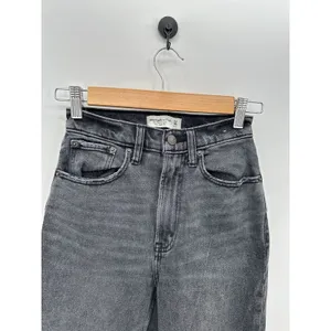 Abercrombie Fitch Curve Love Ultra High Rise Ankle Straight Jeans Black 00R‎ 24 thumbnail 5