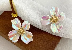 Shiny Flower Stud Earrings Multiple thumbnail 5