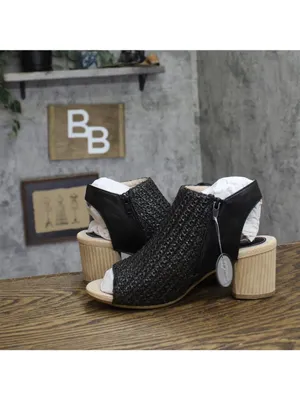 NWT G.C. Shoes Rosette Woven Block Heel Dress Sandals with Back Zip Black 8.5M thumbnail 7