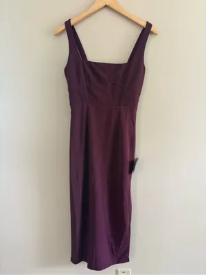 Lulus Vibrant Allure Plum Square Neck Sleeveless Bodycon Midi Dress Size XS Sexy thumbnail 4