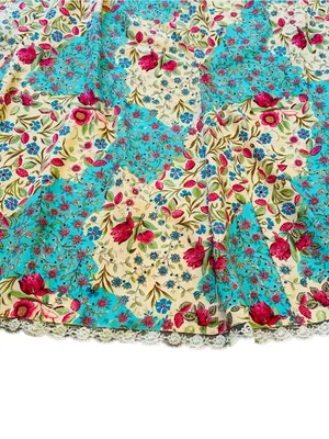 Sag Harbor Vintage Cottagecore Floral Midi Skirt Lace Trim Flowy Fairy Feminine thumbnail 4