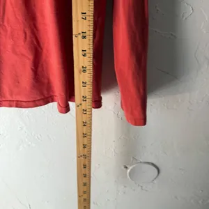 Ralph Lauren Sport Orange Red V-Neck Long‎ Sleeve Cotton Blend Top Size L Preppy thumbnail 7