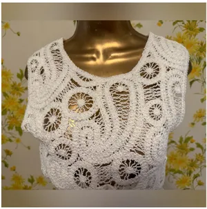 White Lace Two-Piece Skirt Set - Women's Summer Outfit size M thumbnail 7