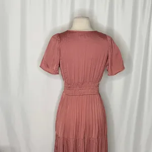 ANTHROPOLOGIE Somerset Satin Maxi Dress Rose Pink Mauve X-Small Petite XSP thumbnail 11