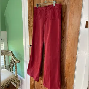 Vntg Y2K Abercrombie Low Rise Flare Patch Pocket Pants Sz 16 Modern M 8-10 💛🍄 thumbnail 6