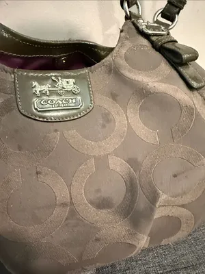 Coach Signature Shoulder Bag in Brown and Dark Olive Trim thumbnail 5