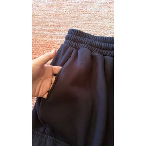 Women Black Cargo Jogger Pants Mixed Media Fleece Nylon Pockets Size M thumbnail 5