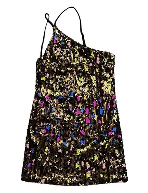 Dress the Population x Cosmopolitan Leopard Sequin One Shoulder Mini Dress US XS thumbnail 1