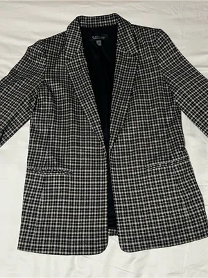 Black Label Structured Blazer SZ M Plaid Minimalist Office Siren Workwear thumbnail 1