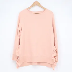 Alya Womens Peach Pink Ruffle Side Fleece Pullover Sweatshirt Size M thumbnail 2