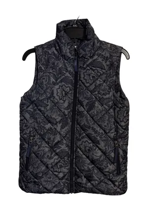 Vera Bradley Fleece vest Women's Small paisley‎ gray/Blue Polyester Cozy puff thumbnail 1
