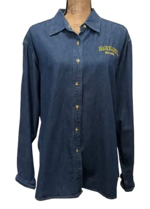American Vintage Vintage‎ Port & Company Baylor Bears Denim Shirt Button Down Collegiate Size XL thumbnail 1