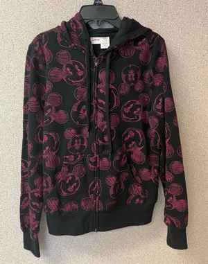 Disney Women's Size Medium Black and Pink mickey logo‎ Hoodie full zip thumbnail 1