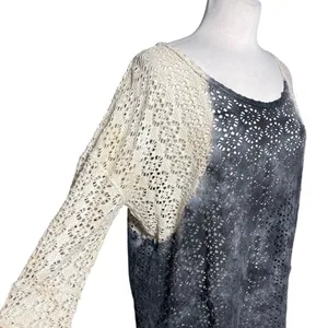 FREE PEOPLE x WE THE FREE Women’s Y2K Dyed Lace 3/4 Sleeve Sheer Top thumbnail 2
