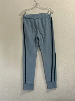 light blue Aviator Nation sweatpants featuring side striping Small soft warm thumbnail 3