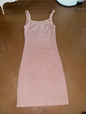 Sleeveless Ribbed Bodycon Dress in Taupe thumbnail 4