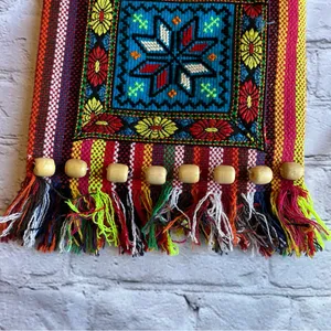 Boho Beaded Fringe Multicolored Embroidered Floral Fabric Crossbody Bag Purse thumbnail 4