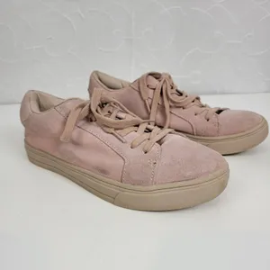 LFL by Life Womens Shoes Size 8 Baby Pink Suede Lace-Up Fashion Sneaker thumbnail 2