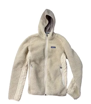 Patagonia Womens Retro-X Hybrid Hooded Fleece Jacket Cream Small‎ Full Zip Hoody thumbnail 1
