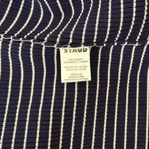 NWT!! STAUD Shoko Stripe Long Sleeve Sweater Dress Navy Blue White Striped Large thumbnail 13