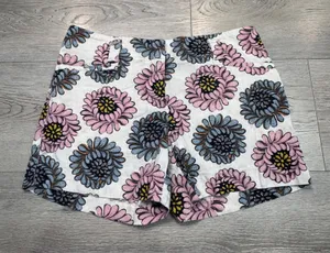 Ann Taylor LOFT‎ Women Floral Linen Blend Shorts Size 00 Pink Blue Summer thumbnail 1