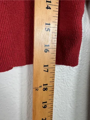 Madewell Red Ribbed Copped Henley Sweater Womens XS Casual Fall Long Sleeve thumbnail 4
