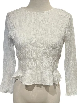 Frame white ruched blouse blanc size S thumbnail 2