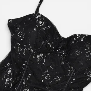 CANDIE’S Vintage Y2K Black Goth Grunge Floral Lace Corset Top thumbnail 2