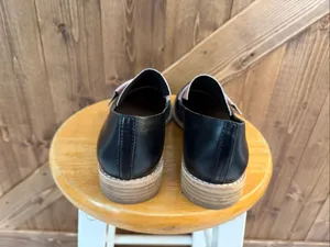 All Black Leather Flatbow Cowman Loafers Black Pink EU 38 US 7.5-8 thumbnail 4