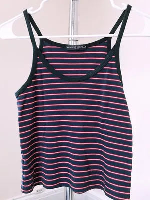 Brandy Melville Red And Navy Striped Cami Tank Top thumbnail 1