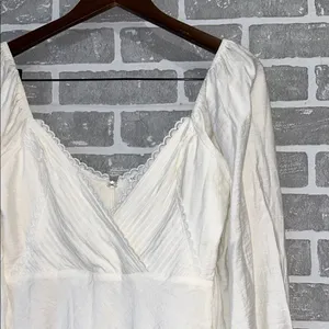 NWT‎ Saints + Secrets White Babydoll Mini Dress Boho Cottagecore Puff Sleeve M thumbnail 3