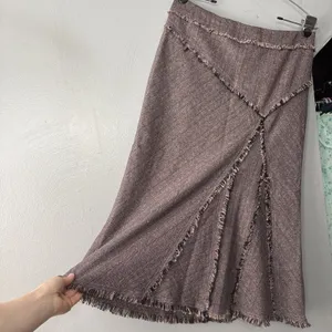 Urban Woman TEX Tweed Skirt Fits Size 6 Purple Fringe Wool Academia Career Y2K thumbnail 3