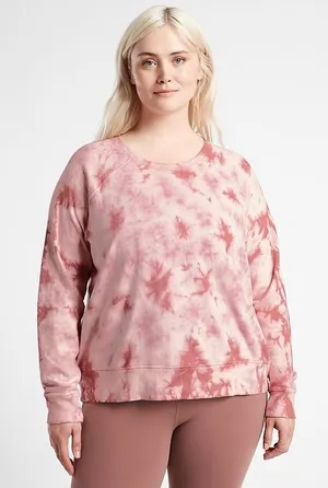 Athleta Sundown Tie Dye Sweatshirt Palermo Pink Crystal Dye Size L thumbnail 1