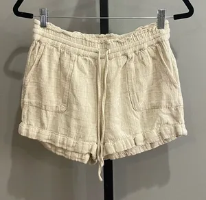 Urban Outfitters Beige Pull On Drawstring Shorts Linen Cotton Blend Size Medium thumbnail 1