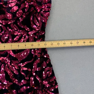 Privy Womens Small Purple Velvet Sequin‎ Bodycon Mini Dress Sweetheart Neckline thumbnail 4