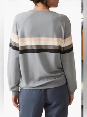 Faherty Chest Stripe Pima Sweatshirt Sz M thumbnail 3