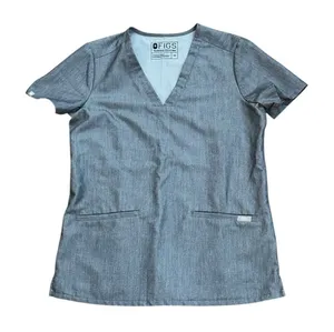 Women's FIGS Casma Grey‎ Scrub Top XS FW1100 Medical Healthcare Nurse Uniform thumbnail 1