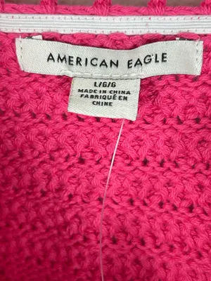 American Eagle cotton crochet knit tie front festival cropped top Y2K size large thumbnail 6