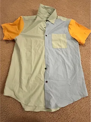 Woman button up shirt top multi color fun ab54 medium thumbnail 1