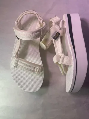 Teva White Platform Sandal with Black Midsole Stripe - Women thumbnail 4