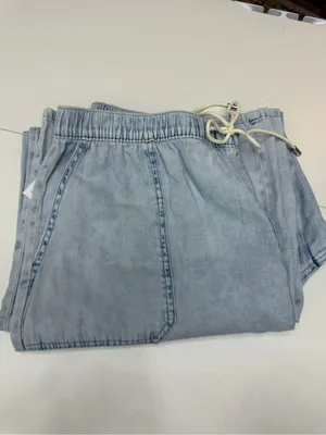 Michael Kors Light Blue Wide-Leg Drawstring Jeans size L thumbnail 15