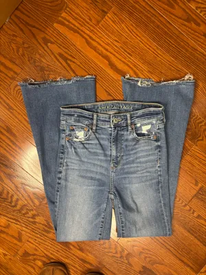 American eagle super hi rise stretch flare jeans size 0 short thumbnail 3