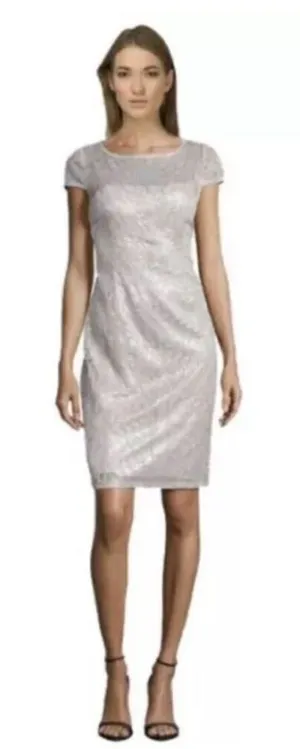 NWT Adrianna Papell feather sequin sheath cocktail dress size 14W thumbnail 1