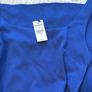 Blue Ribbed Tie Front Sheath Dress for Cocktail thumbnail 6
