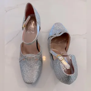 Samba Shoes Silver Sparkly professional dance shoes size 6-6.5 thumbnail 2