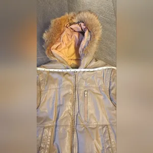 vintage hill & archer leather bomber heavy winter jacket with fox tail hood M thumbnail 11