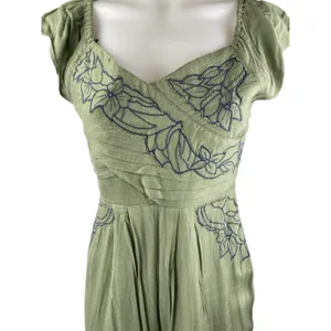 Free People In The Moment Green Floral Embroidered Off The Shoulder Jumpsuit 2 thumbnail 2